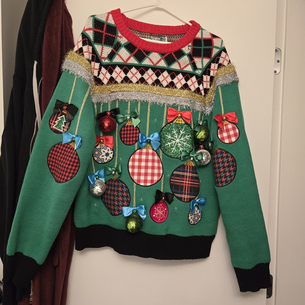 Spencer's Green Festive Sweater with Ornaments